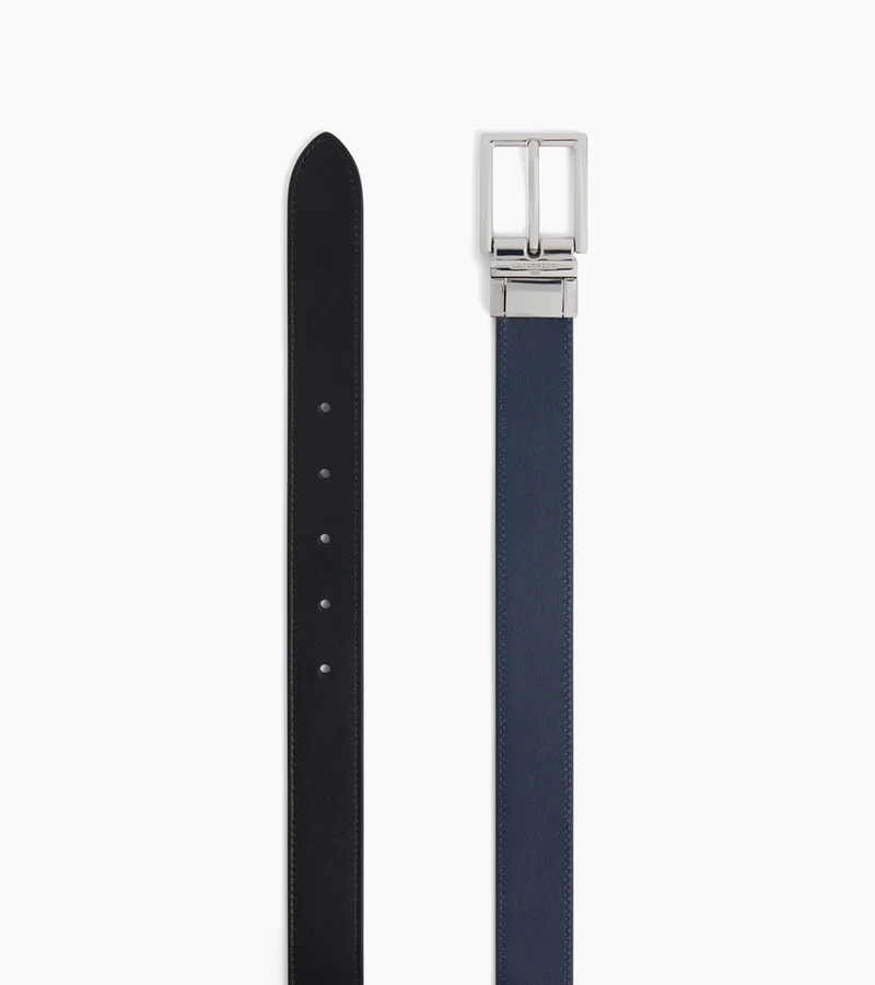 Ceinture réversible homme avec boucle rectangle en cuir lisse