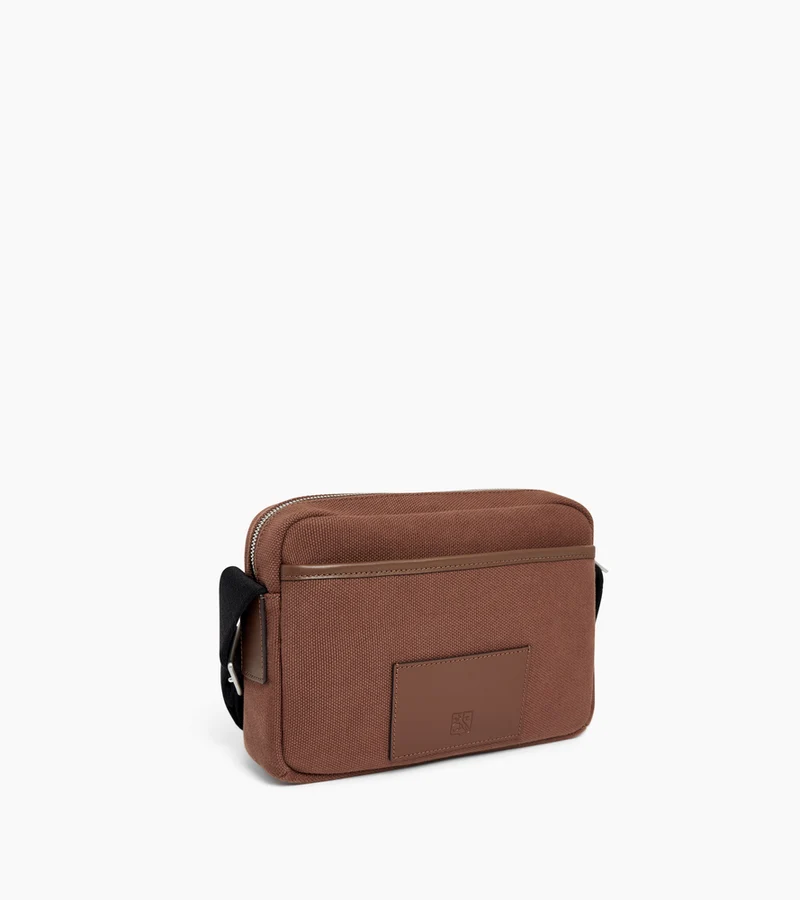 Petit sac bandoulière Maurice en toile coton et cuir lisse