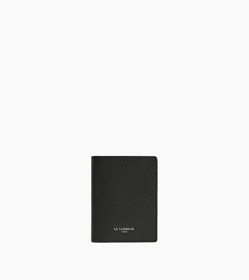 Portefeuille vertical zippé Lucien en cuir signature T