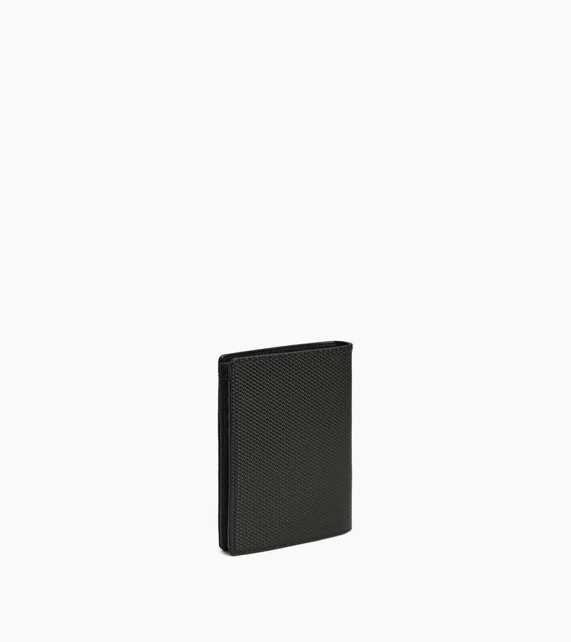 Portefeuille vertical zippé Lucien en cuir signature T
