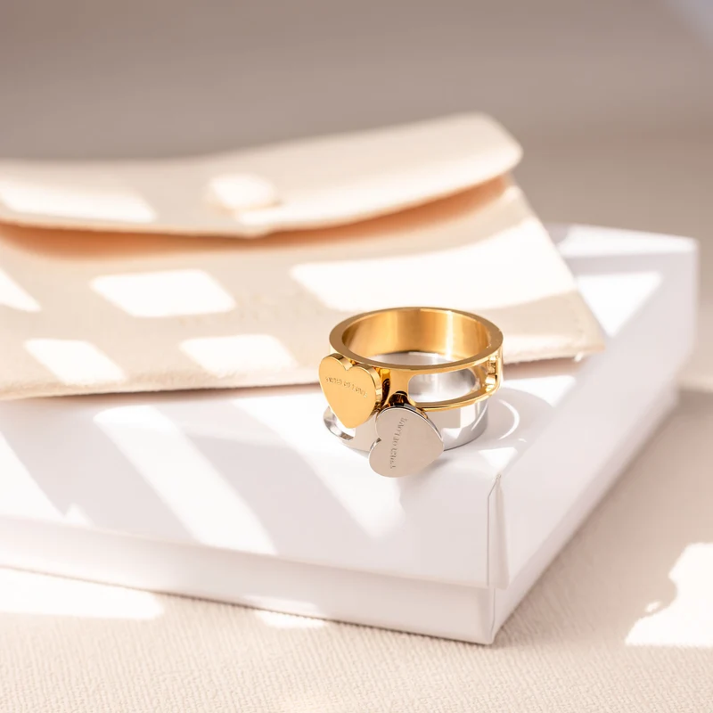 Twist of love ring silver initials