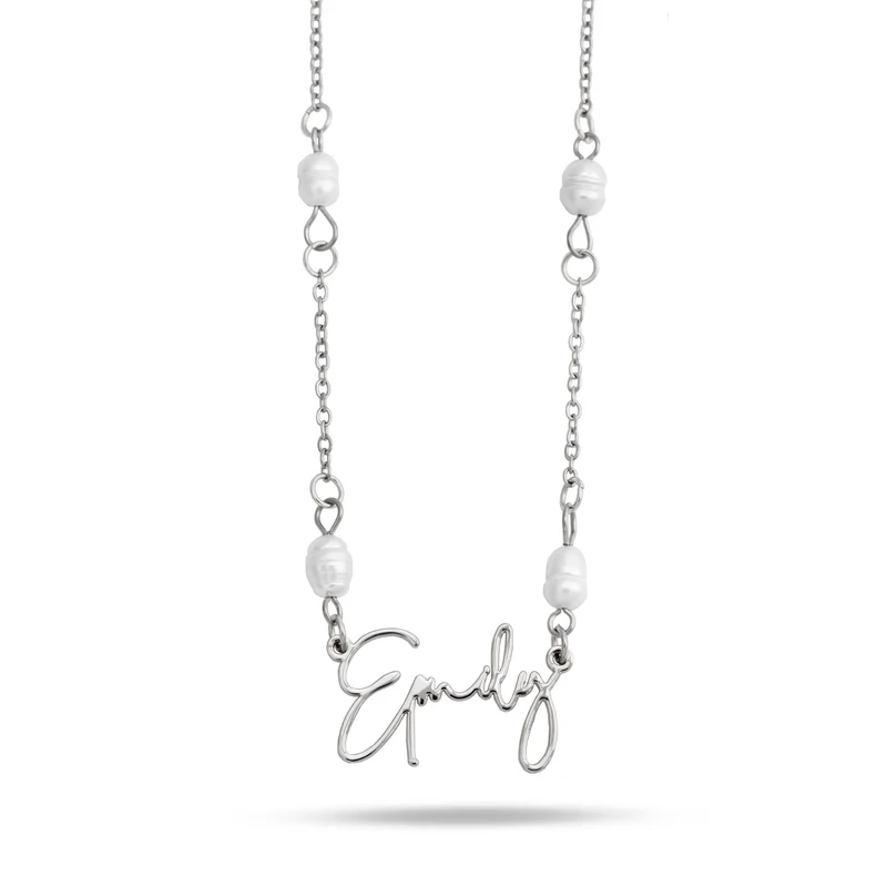 Pearl Noa name necklace silver