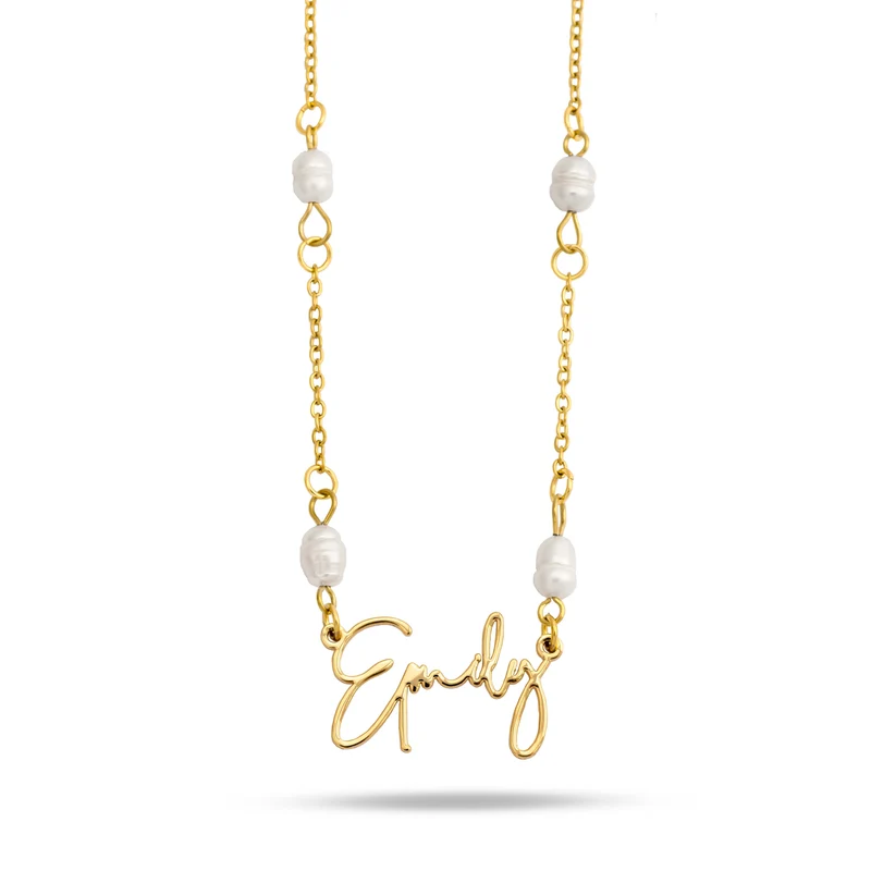 Pearl Noa name necklace gold