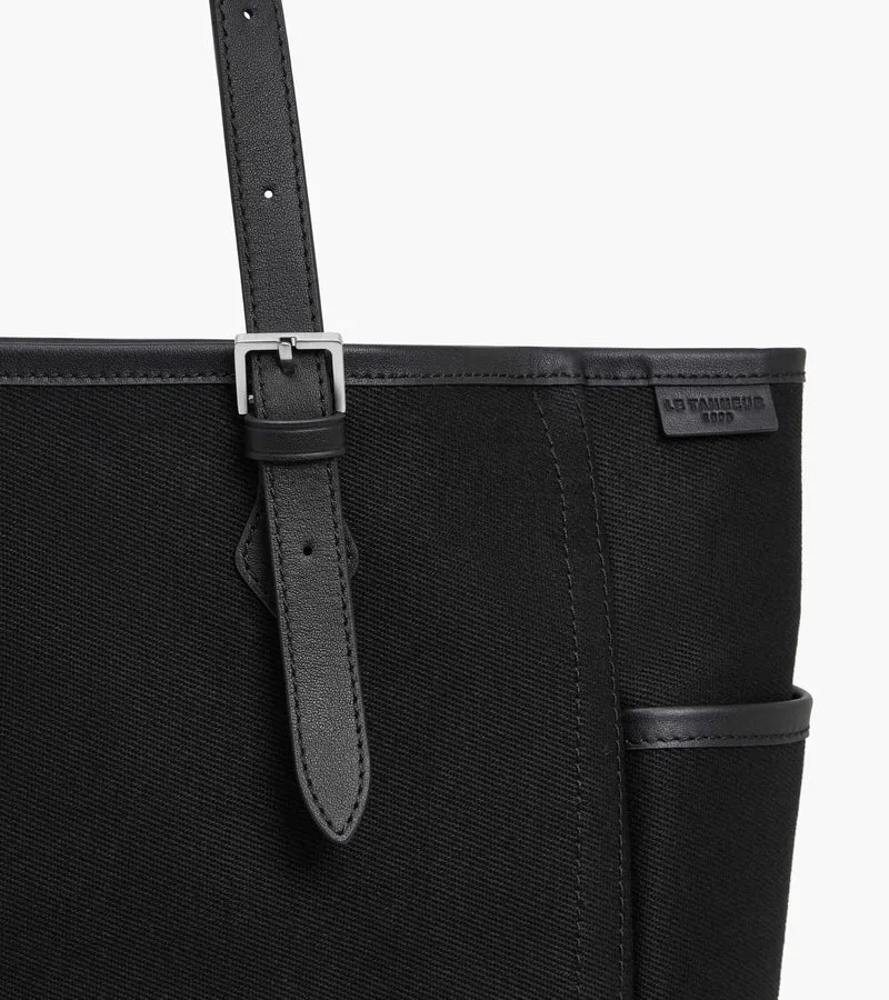 Sac cabas moyen modèle Solveig en toile coton et cuir lisse