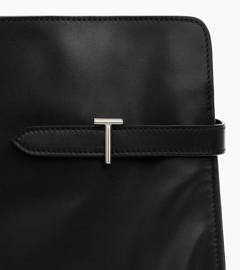 Sac porté épaule modèle maxi Emie en cuir lisse et refente de velours