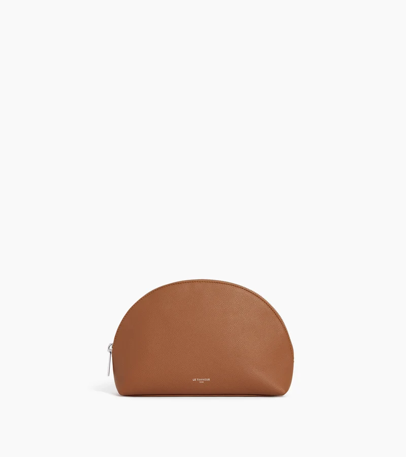 Trousse de toilette demi-lune en cuir grainé