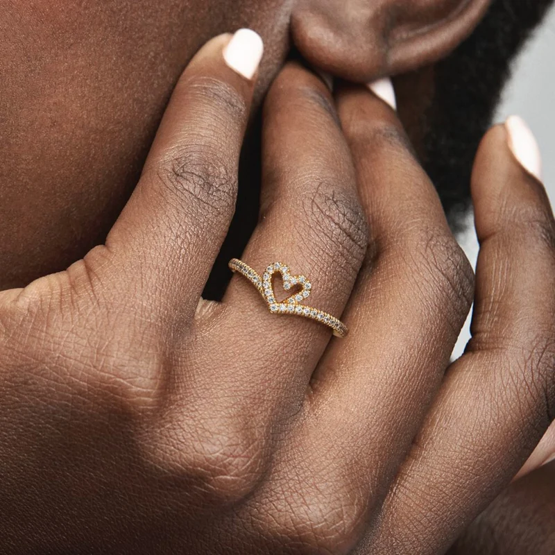 Pandora Timeless Goldfarbene Wishbone Heart Ring 169302C01-56
