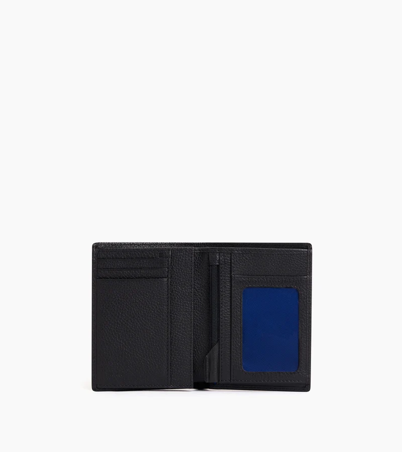 Portefeuille moyen modèle vertical zippé 2 volets Charles en cuir grainé