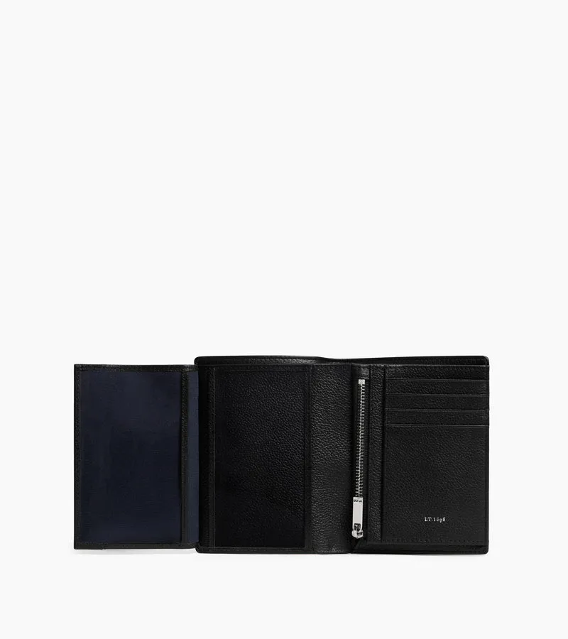 Petit portefeuille vertical zippé 2 volets Lucien en cuir grainé