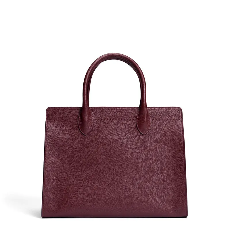 Isabel Bernard Honoré Nadine bordeauxrote Handtasche aus Kalbsleder mit 13-Zoll-Laptopfach IB25110-052-13