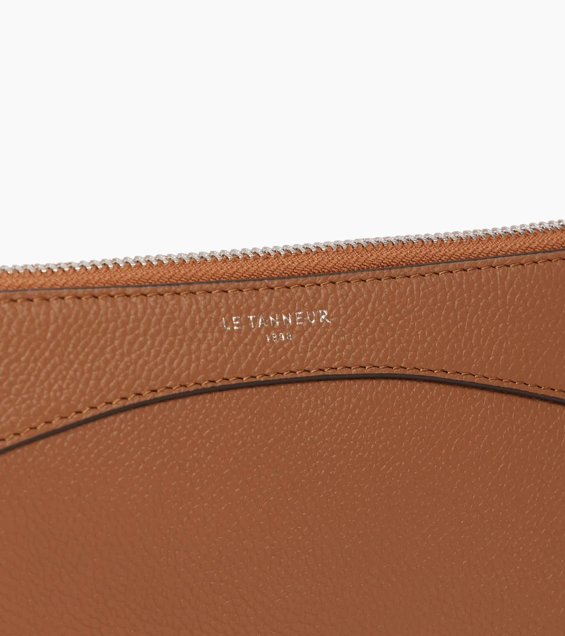 Pochette zippée en cuir grainé
