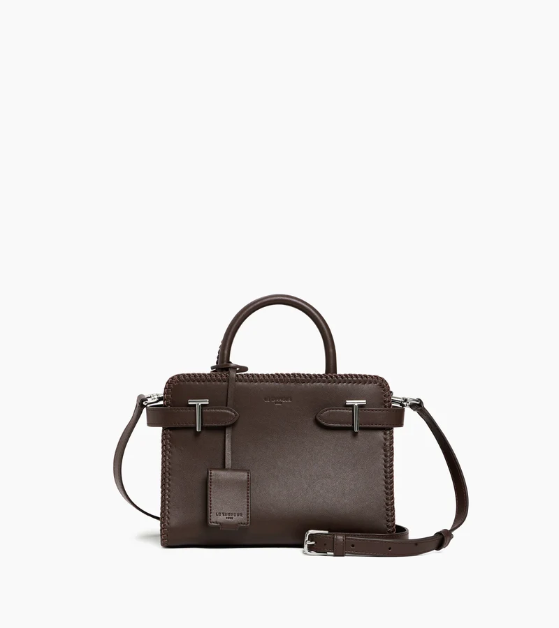 Petit sac à main Emilie en cuir lisse et surpiqûres