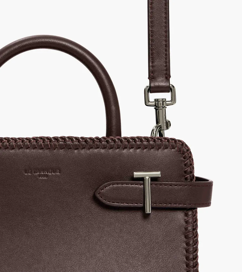 Petit sac à main Emilie en cuir lisse et surpiqûres