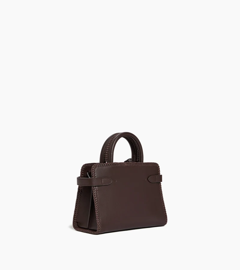 Petit sac à main Emilie en cuir lisse et surpiqûres
