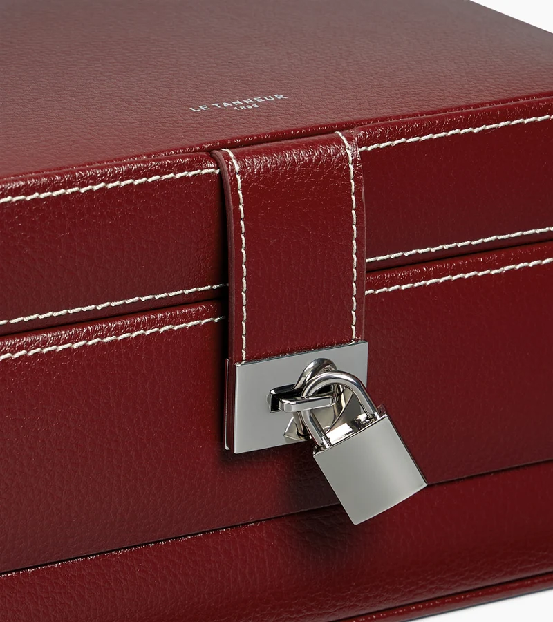 Boîte à bijoux moyen modèle ouverture automatique en cuir