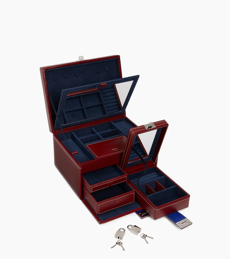 Grande boîte à bijoux en cuir