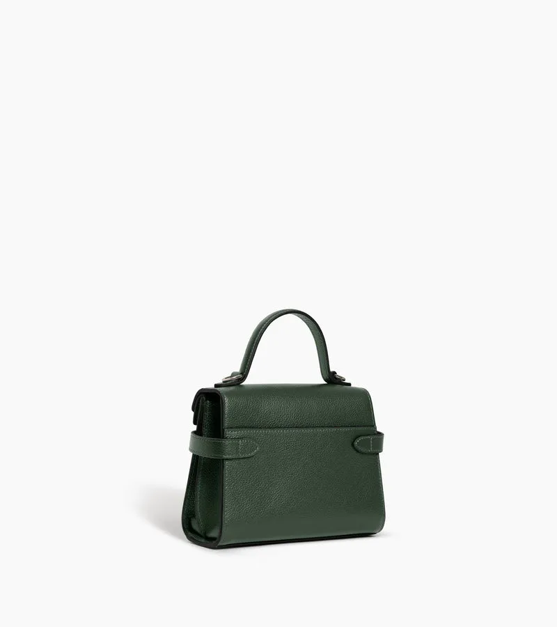 Petit sac à main double rabat Emilie en cuir grainé