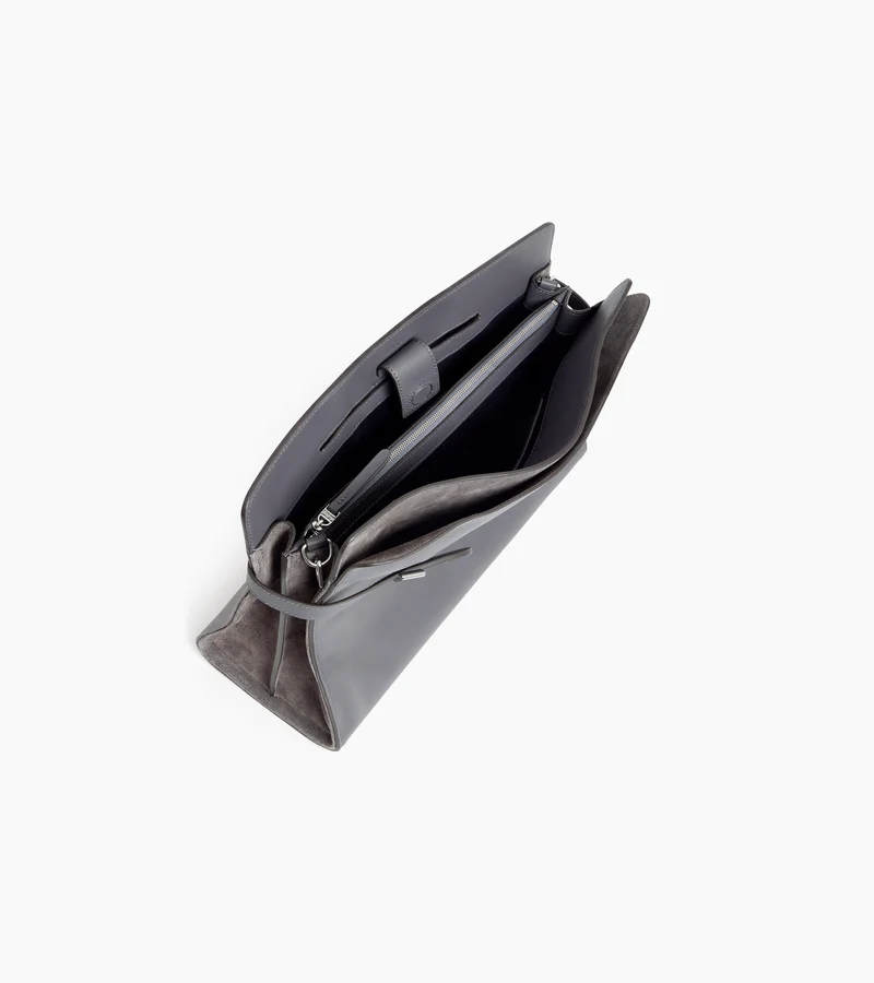 Sac porté épaule modèle maxi Emie en cuir lisse et refente de velours