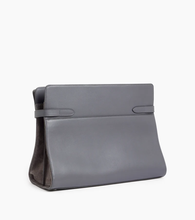 Sac porté épaule modèle maxi Emie en cuir lisse et refente de velours