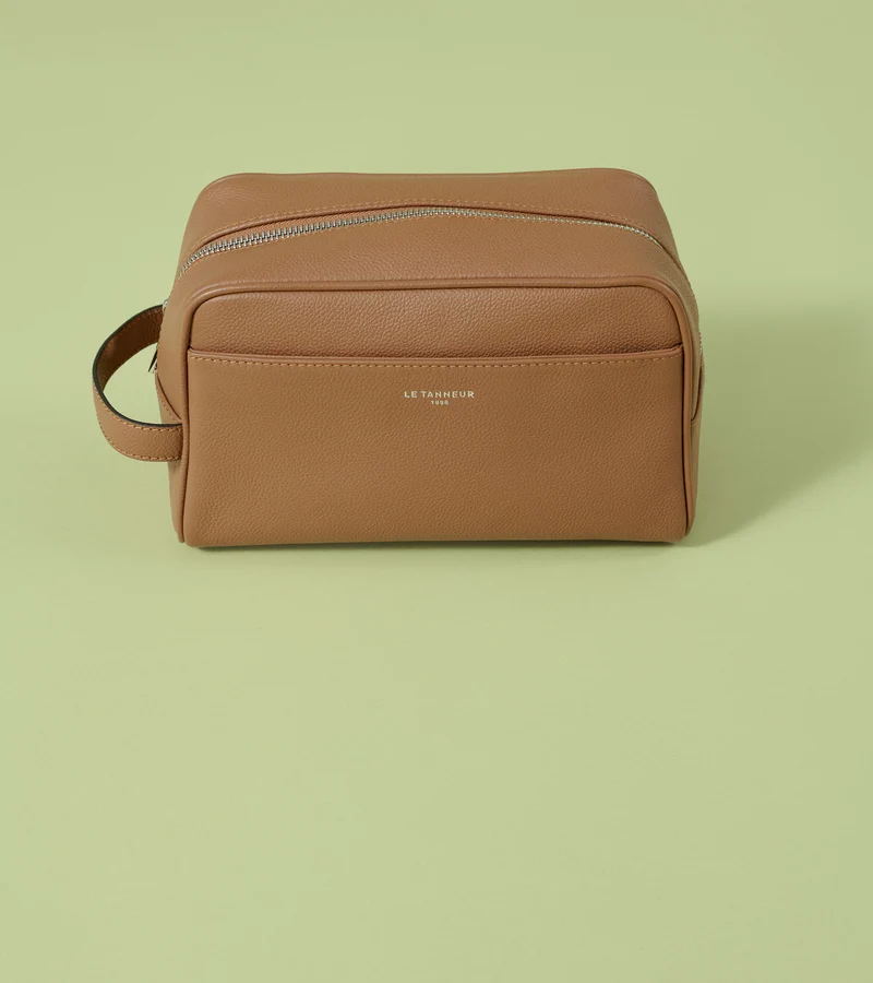 Trousse de toilette en cuir grainé