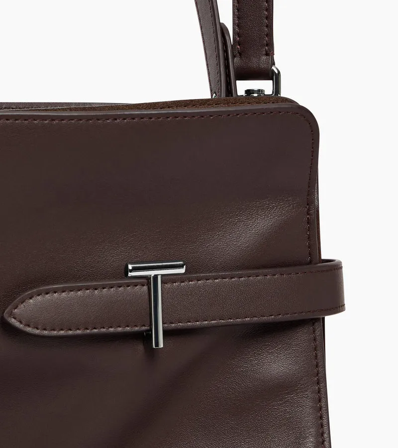 Sac porté épaule modèle maxi Emie en cuir lisse et refente de velours