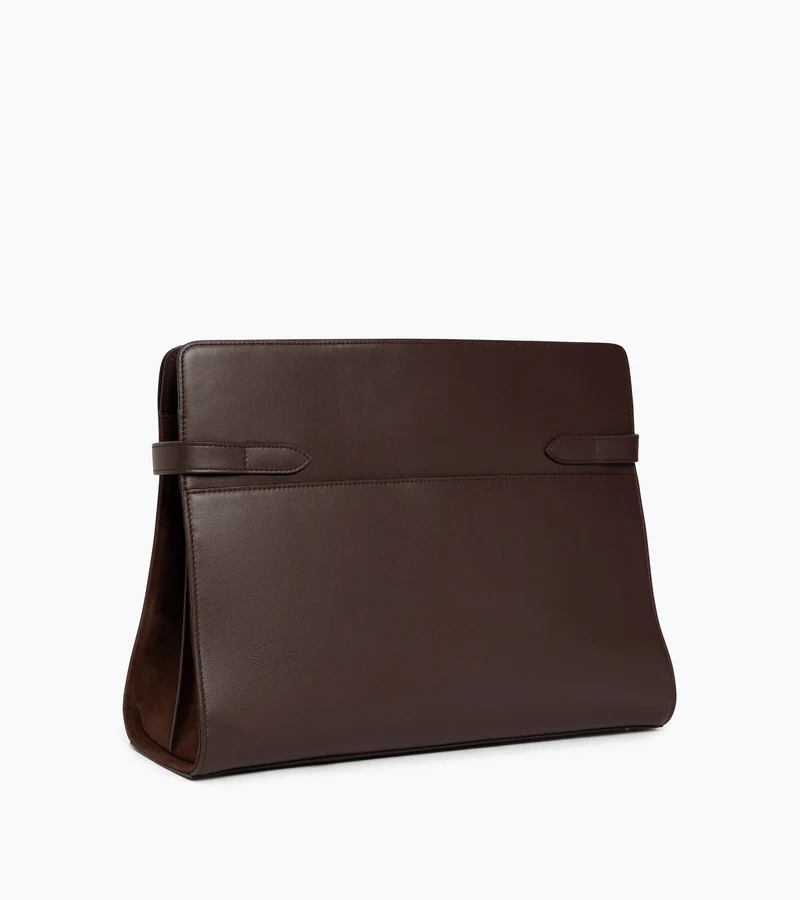 Sac porté épaule modèle maxi Emie en cuir lisse et refente de velours