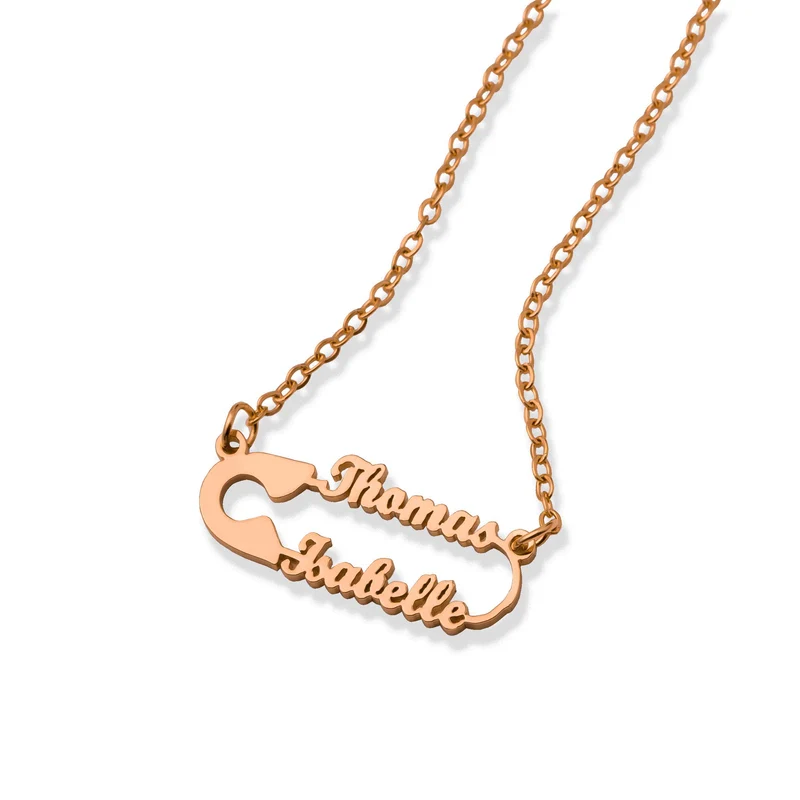 Safety pin necklace rosé gold