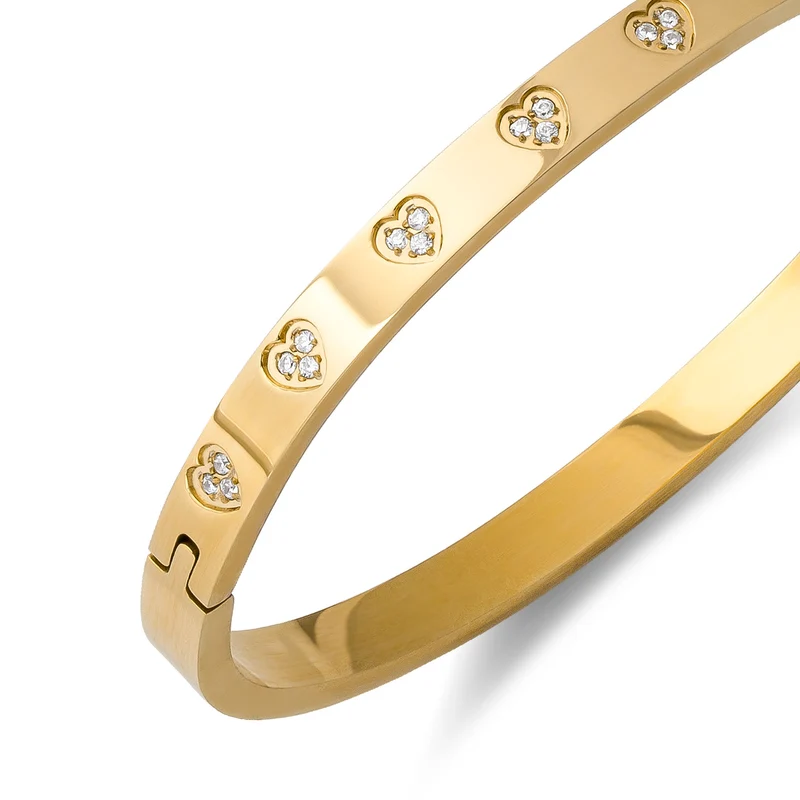 Bangle zirconia hearts gold
