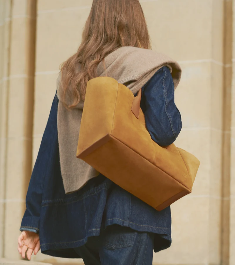 Grand sac cabas Elena en refente de velours