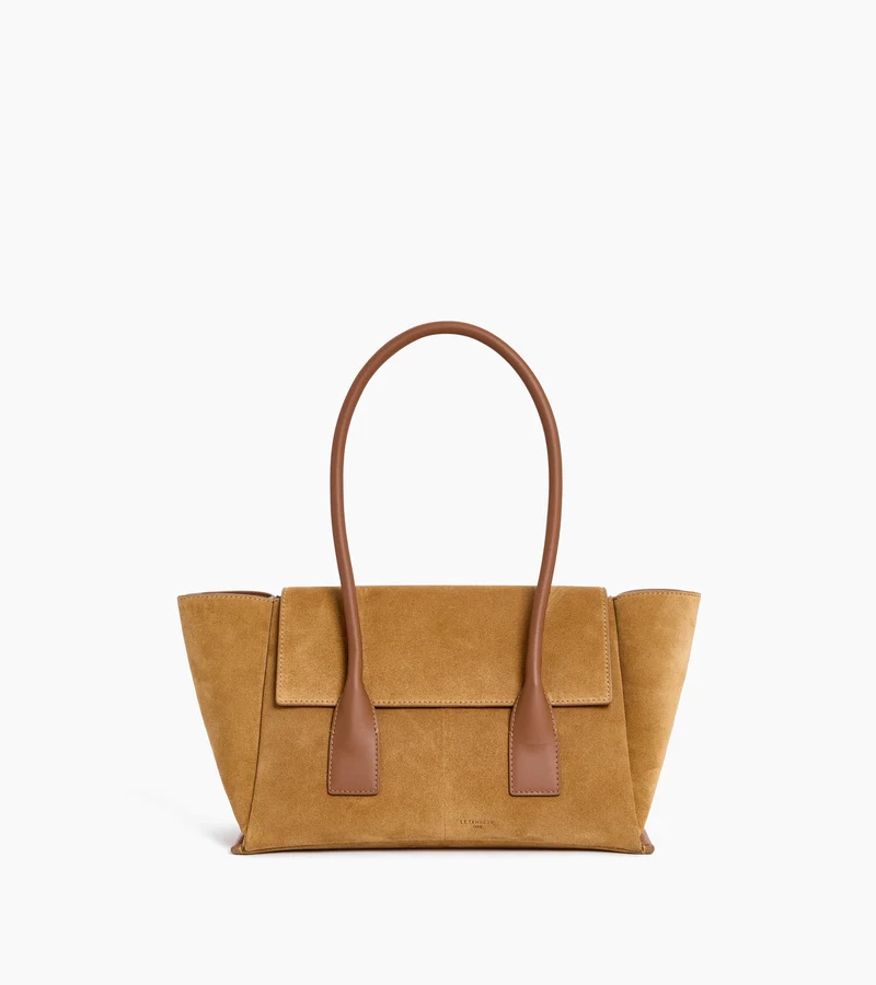 Sac cabas moyen modèle à rabat Elena en refente de velours