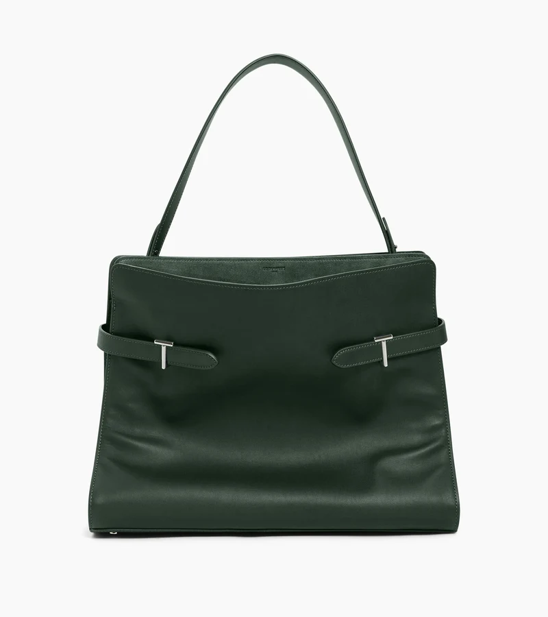 Sac porté épaule modèle maxi Emie en cuir lisse et refente de velours