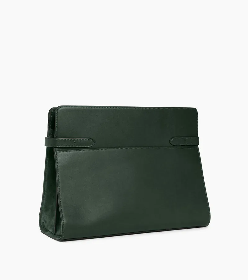 Sac porté épaule modèle maxi Emie en cuir lisse et refente de velours