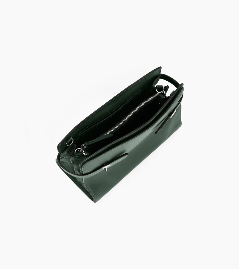 Sac porté épaule grand modèle Emie en cuir lisse et refente de velours