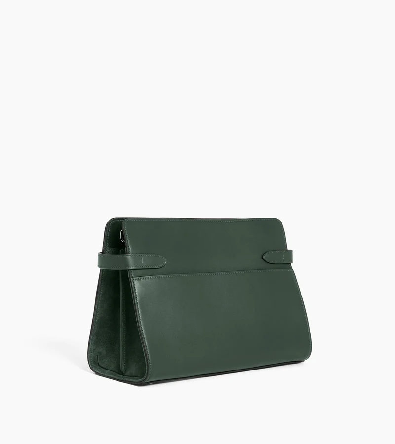 Sac porté épaule grand modèle Emie en cuir lisse et refente de velours