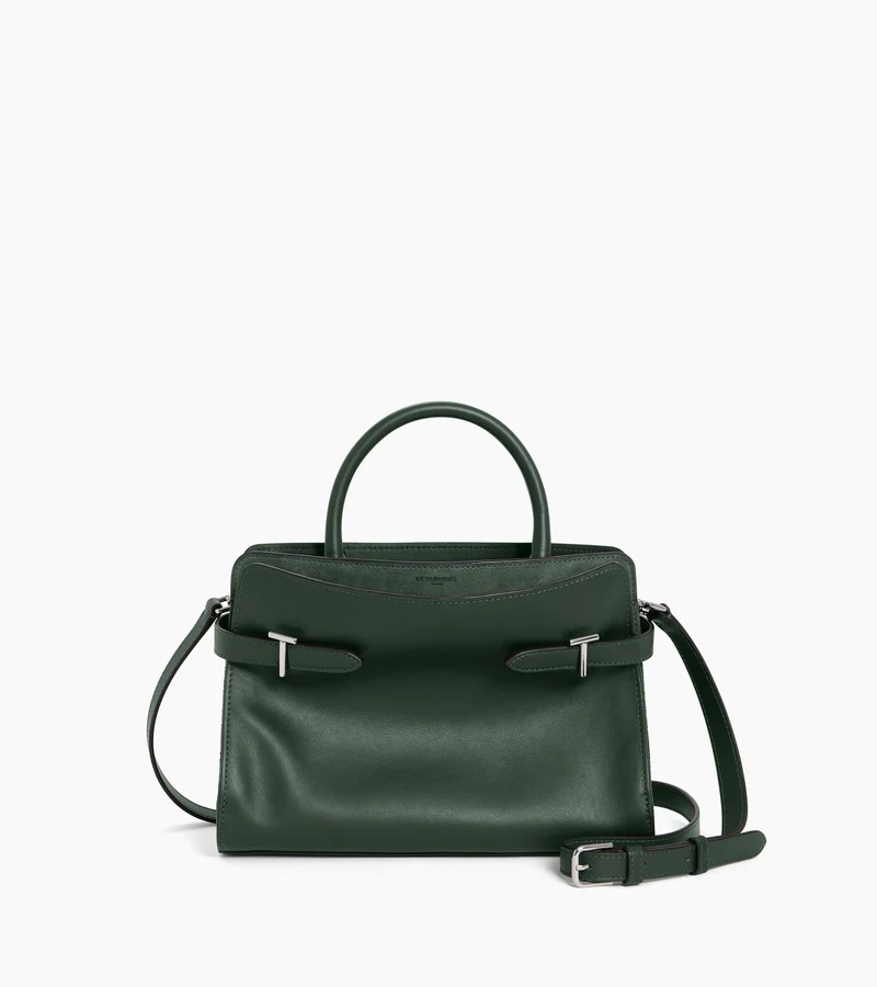 Sac à main moyen modèle Emie en cuir lisse et refente de velours