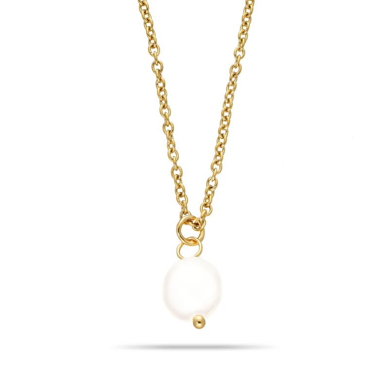 Pearl single necklace gold