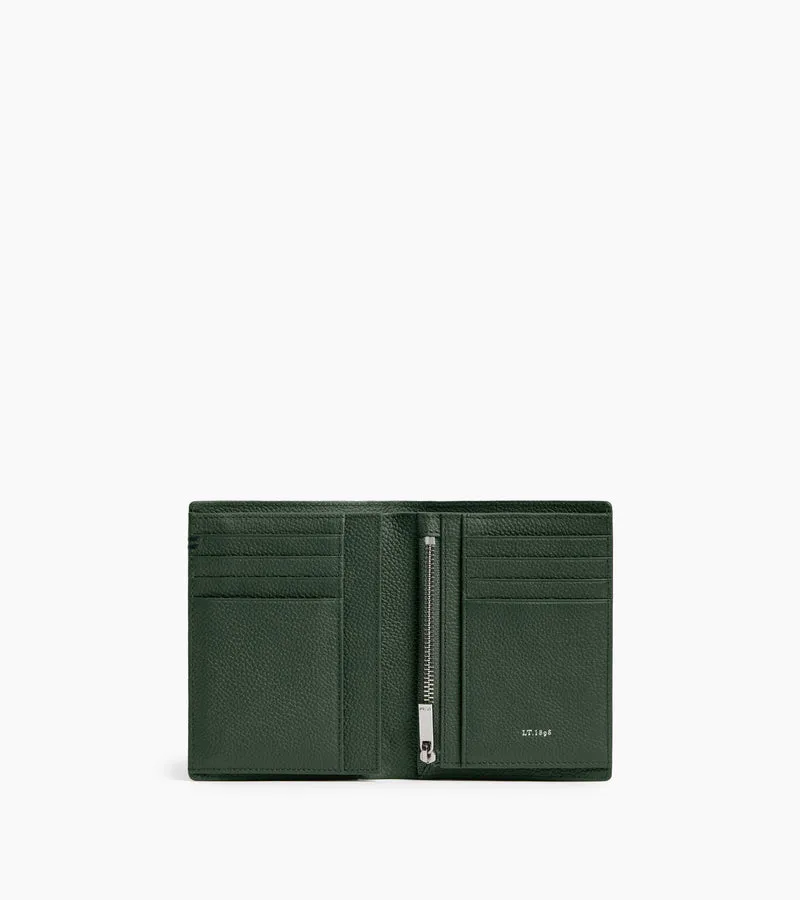 Petit portefeuille vertical zippé 2 volets Lucien en cuir grainé