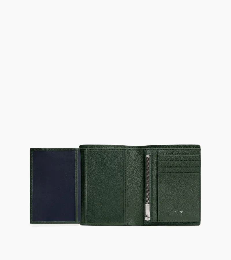 Petit portefeuille vertical zippé 2 volets Lucien en cuir grainé