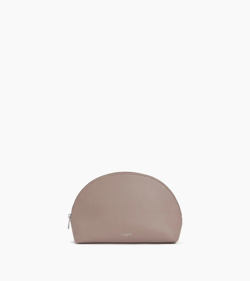 Trousse de toilette demi-lune en cuir grainé