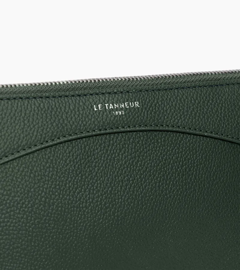 Pochette zippée en cuir grainé