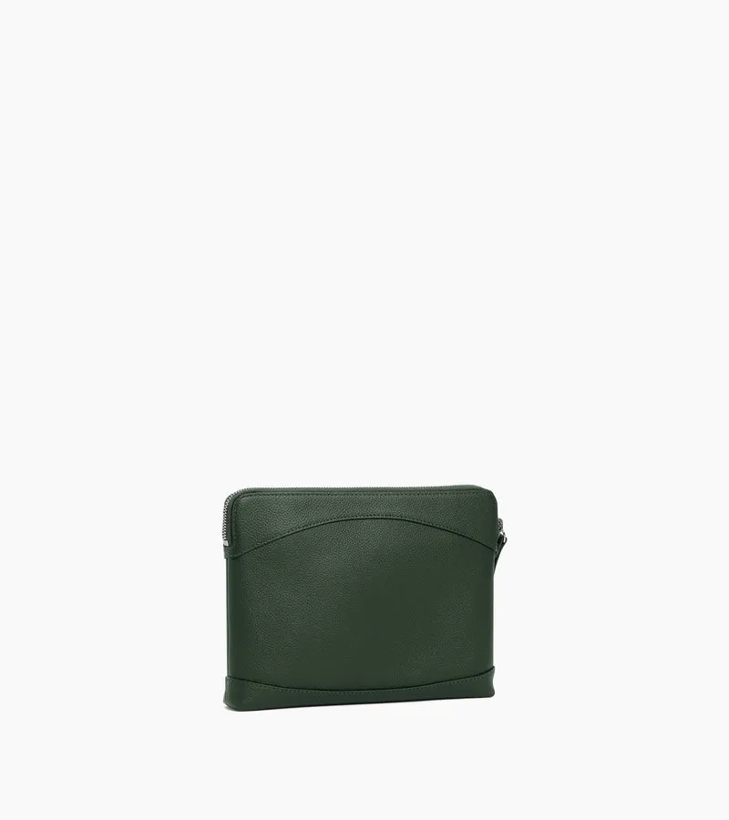 Pochette zippée en cuir grainé