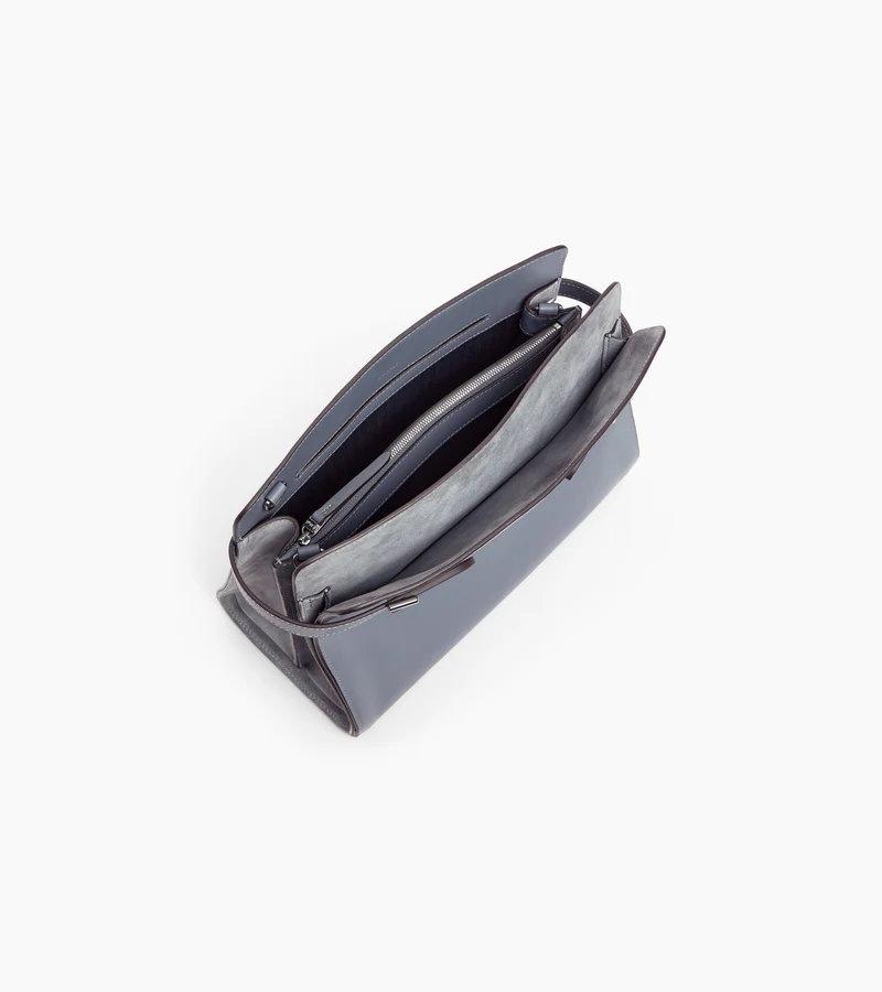 Sac porté épaule grand modèle Emie en cuir lisse et refente de velours