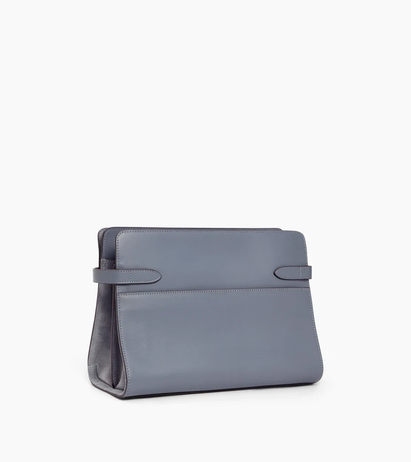 Sac porté épaule grand modèle Emie en cuir lisse et refente de velours