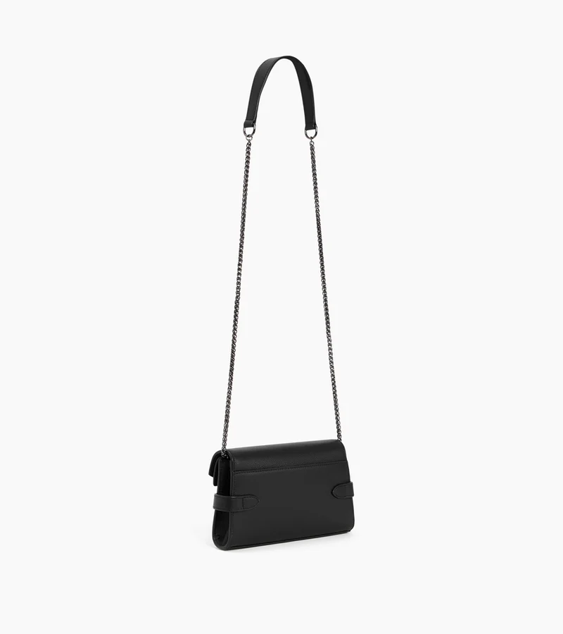 Sac pochette avec bandoulière double rabat Emilie en cuir grainé