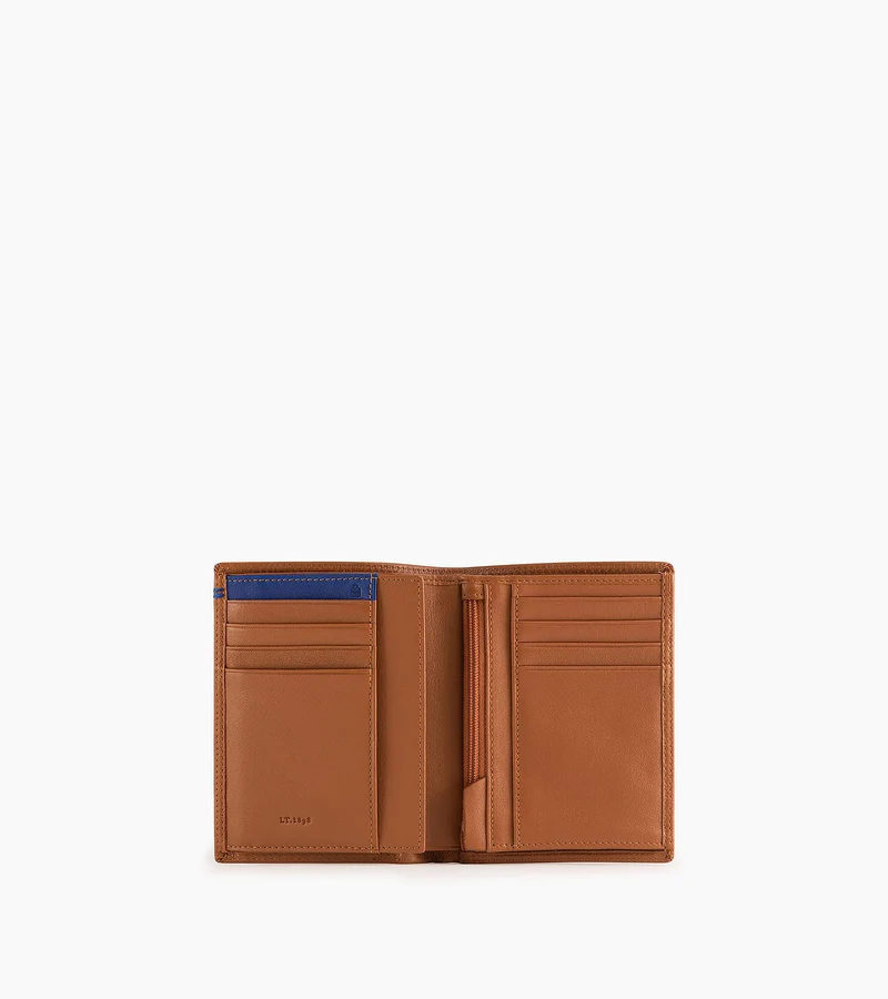 Portefeuille vertical moyen modèle zippé 2 volets Martin en cuir lisse