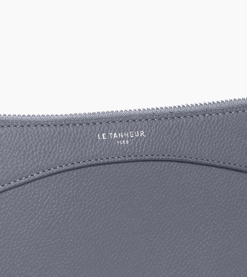 Pochette zippée en cuir grainé