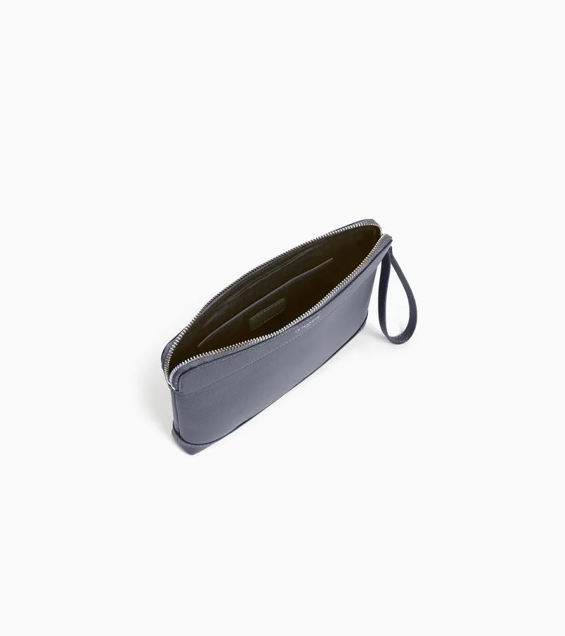 Pochette zippée en cuir grainé