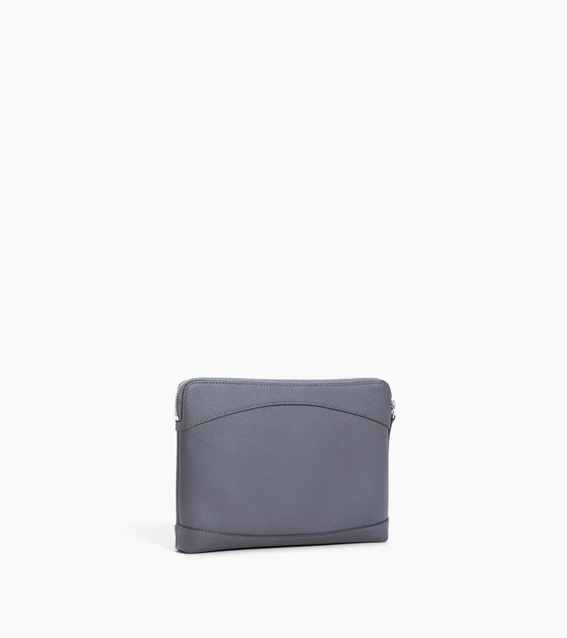 Pochette zippée en cuir grainé
