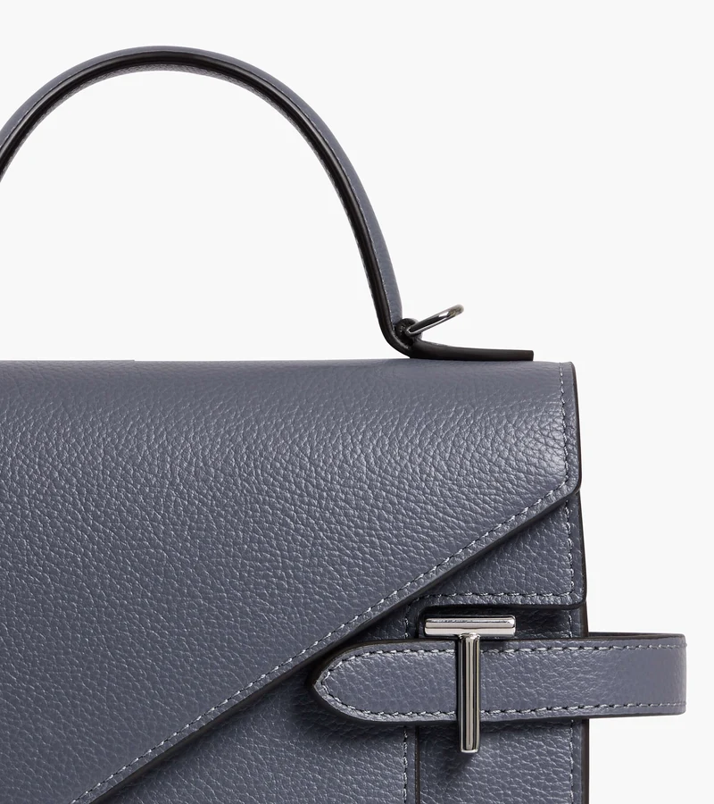Sac à main double rabat moyen modèle Emilie en cuir grainé