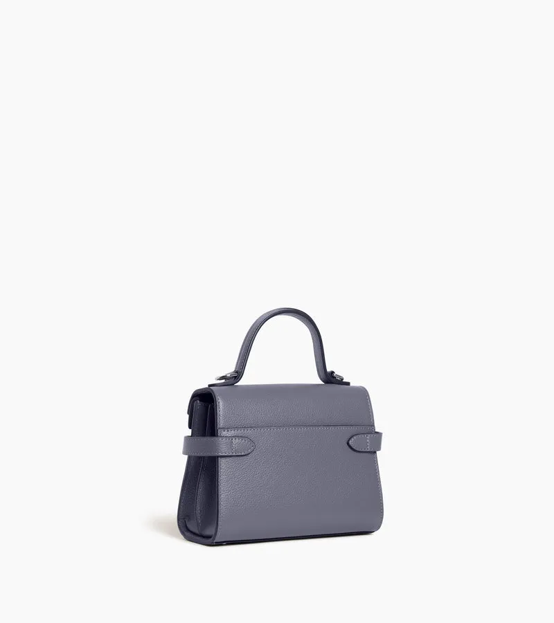 Petit sac à main double rabat Emilie en cuir grainé